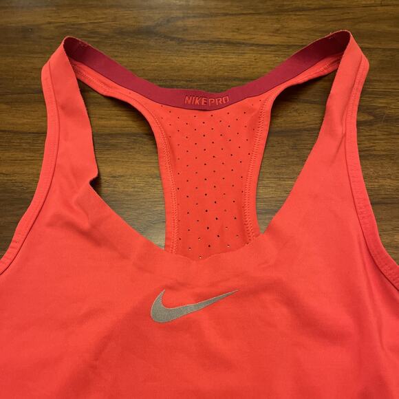 Nike PRO Dri-Fit Womens Sz S Fitted Deep Red/Pink Perforated Racerback Tank Top - Picture 2 of 9